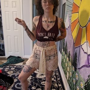 High waist lace shorts